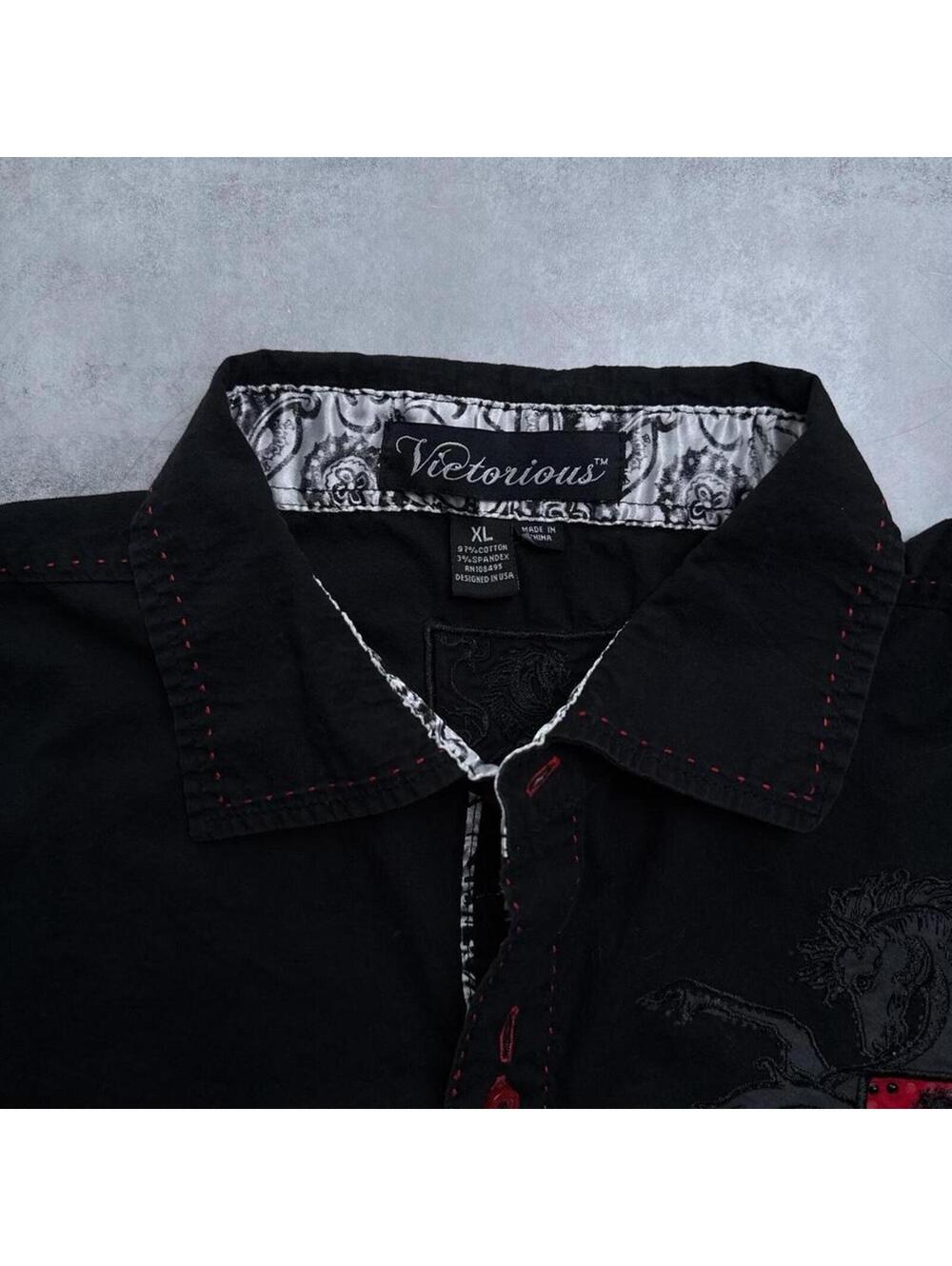 Y2K Victorious 00s Horse Grunge button up rhinestones shirt - Picture 5 of 8